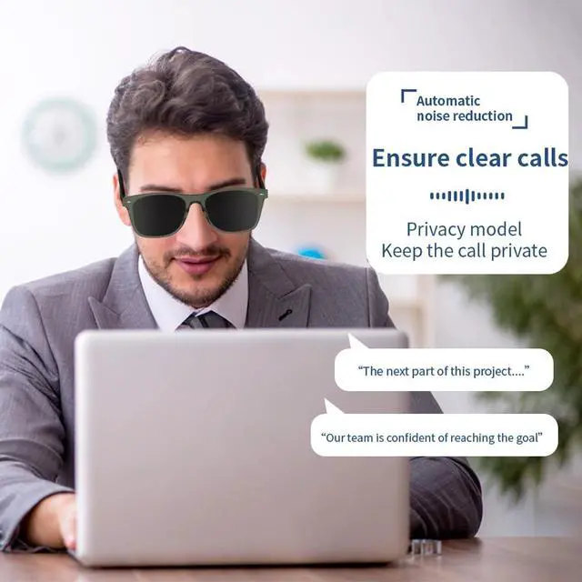 Alt view image 5 of 7 - Smart Glasses Bluetooth Audio Glasses for Men Women with Dual Stereo Speakers, Open Ear Music &HD Calling, Touch &Voice Assistant, UV ProtectionGreen