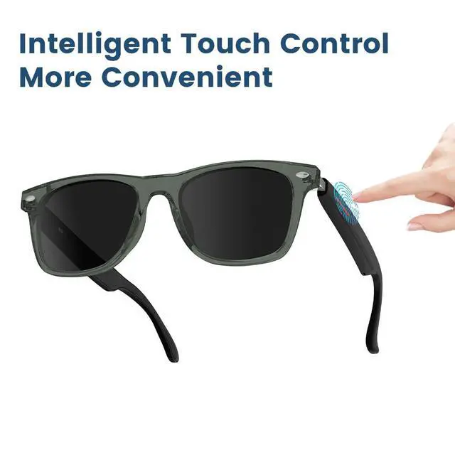 Alt view image 3 of 7 - Smart Glasses Bluetooth Audio Glasses for Men Women with Dual Stereo Speakers, Open Ear Music &HD Calling, Touch &Voice Assistant, UV ProtectionGreen