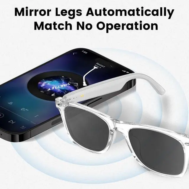 Alt view image 2 of 7 - Smart Glasses Bluetooth Audio Glasses for Men Women with Dual Stereo Speakers, Open Ear Music &HD Calling, Touch &Voice Assistant, UV ProtectionWhite