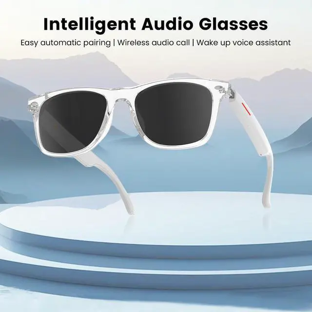 Alt view image 5 of 7 - Smart Glasses Bluetooth Audio Glasses for Men Women with Dual Stereo Speakers, Open Ear Music &HD Calling, Touch &Voice Assistant, UV ProtectionWhite