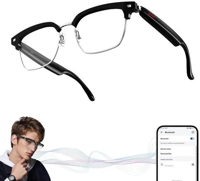 Main image of Smart Glasses Bluetooth Audio Glasses for Men Women with Dual Stereo Speakers, Open Ear Music &HD Calling, Touch &Voice Assistant, UV ProtectionTransparent
