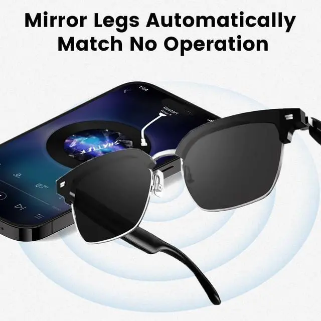 Alt view image 2 of 7 - Smart Glasses Bluetooth Audio Glasses for Men Women with Dual Stereo Speakers, Open Ear Music &HD Calling, Touch &Voice Assistant, UV ProtectionBlack