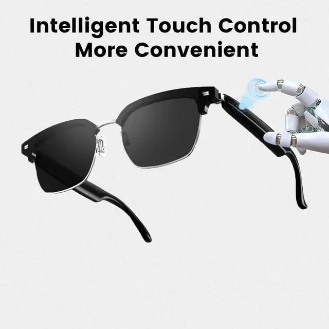 Alt view image 7 of 7 - Smart Glasses Bluetooth Audio Glasses for Men Women with Dual Stereo Speakers, Open Ear Music &HD Calling, Touch &Voice Assistant, UV ProtectionBlack