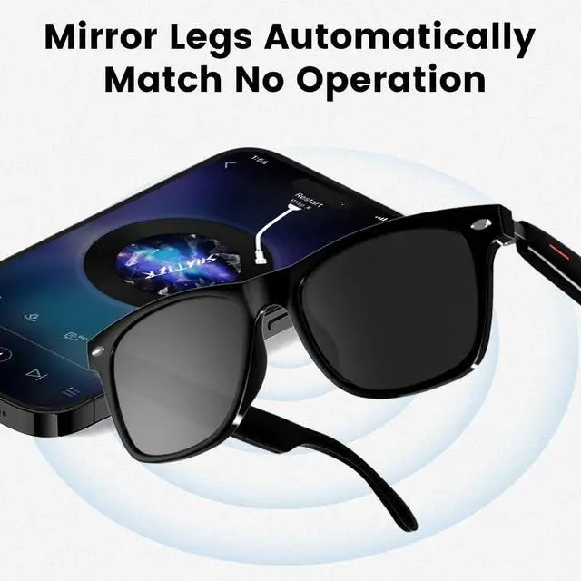 Alt view image 2 of 6 - Smart Glasses Bluetooth Audio Glasses for Men Women with Dual Stereo Speakers, Open Ear Music &HD Calling, Touch &Voice Assistant, UV ProtectionBlack