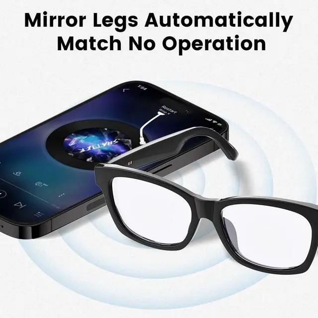 Alt view image 2 of 7 - Smart Glasses Bluetooth Audio Glasses for Men Women with Dual Stereo Speakers, Open Ear Music &HD Calling, Touch &Voice Assistant, UV ProtectionBlack