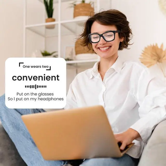 Alt view image 6 of 7 - Smart Glasses Bluetooth Audio Glasses for Men Women with Dual Stereo Speakers, Open Ear Music &HD Calling, Touch &Voice Assistant, UV ProtectionBlack