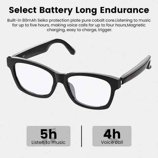 Alt view image 5 of 7 - Smart Glasses Bluetooth Audio Glasses for Men Women with Dual Stereo Speakers, Open Ear Music &HD Calling, Touch &Voice Assistant, UV ProtectionBlack
