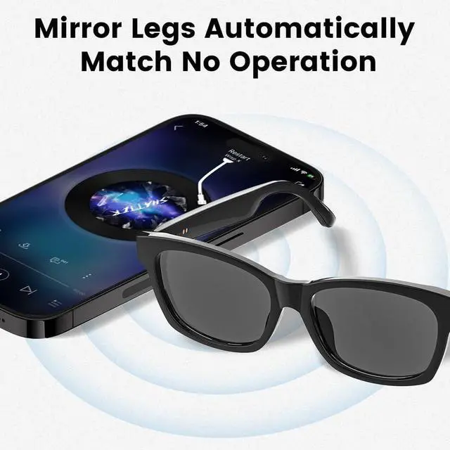 Alt view image 2 of 7 - Smart Glasses Bluetooth Audio Glasses for Men Women with Dual Stereo Speakers, Open Ear Music &HD Calling, Touch &Voice Assistant, UV ProtectionBlack