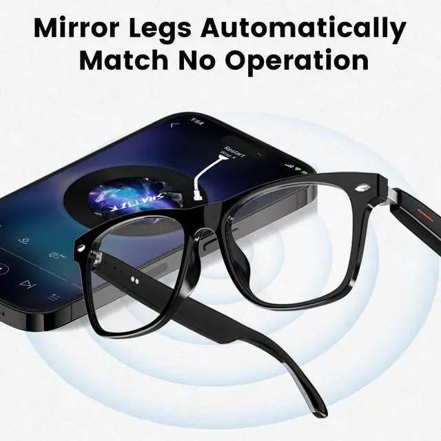 Alt view image 2 of 7 - Smart Glasses Bluetooth Audio Glasses for Men Women with Dual Stereo Speakers, Open Ear Music &HD Calling, Touch &Voice Assistant, UV ProtectionBlack