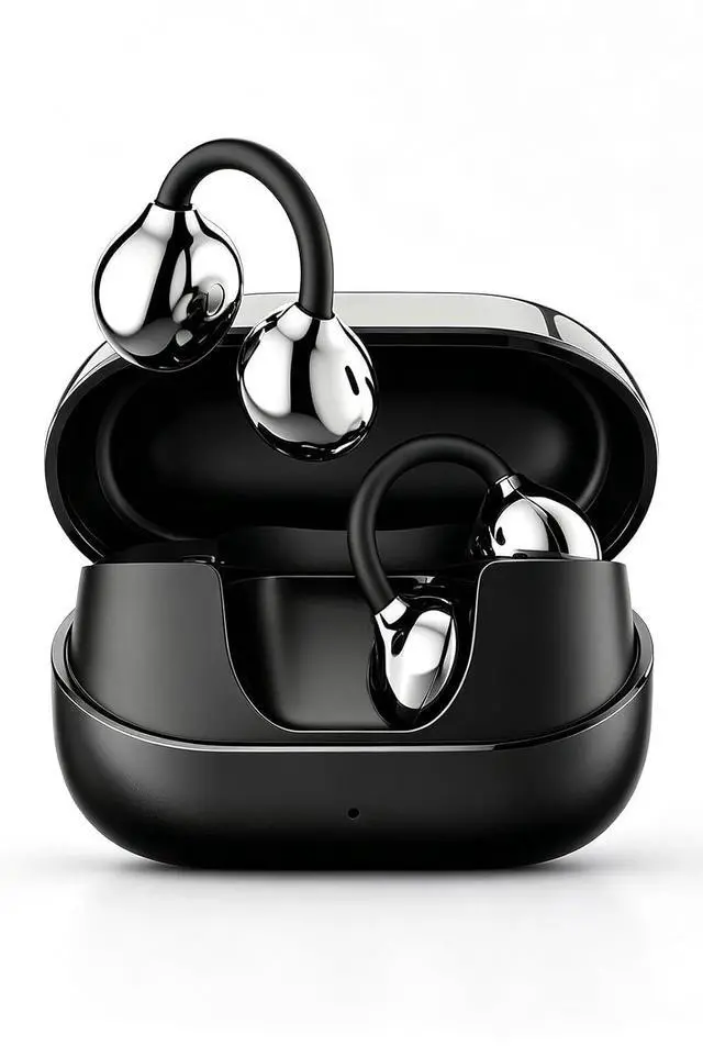 Main image of Clip-on Earbuds,Open Ear Earbuds Wireless Bluetooth 6.0, Lightweight Open Ear Headphones with C-Shaped Bridge,Slim Hook,50H Battery,Waterproof,for Glasses Wearers &Sports & Travel (Black)