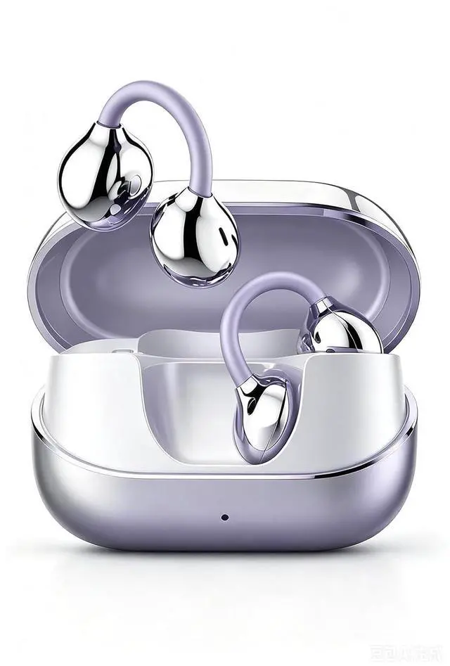 Main image of Clip-on Earbuds,Open Ear Earbuds Wireless Bluetooth 6.0, Lightweight Open Ear Headphones with C-Shaped Bridge,Slim Hook,50H Battery,Waterproof,for Glasses Wearers &Sports & Travel (Purple)
