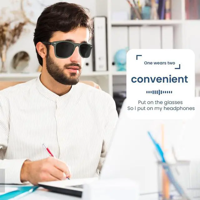 Alt view image 4 of 7 - Smart Glasses Bluetooth Audio Glasses for Men Women with Dual Stereo Speakers, Open Ear Music &HD Calling, Touch &Voice Assistant, UV ProtectionGreen