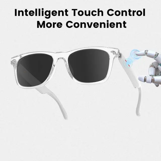 Alt view image 7 of 7 - Smart Glasses Bluetooth Audio Glasses for Men Women with Dual Stereo Speakers, Open Ear Music &HD Calling, Touch &Voice Assistant, UV ProtectionWhite