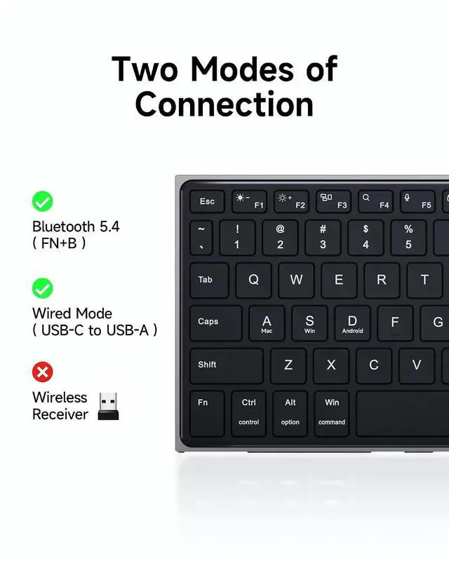 Alt view image 4 of 7 - K5S Bluetooth Keyboard with Touchpad, Wireless & Wired, Rechargeable | Meadia Control, HTPC for PC-connected TV, Portable Keyboard for PC/Laptop/Tablet/Phone, for Windows/Mac/Android/iOS