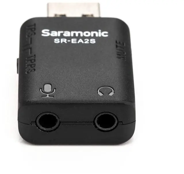 Alt view image 2 of 7 - USB Audio Interface with 3.5mm Microphone Input for TRS or TRRS Mics, 3.5mm Headphone Out and Mute Button for Computers and More (SR-EA2S)