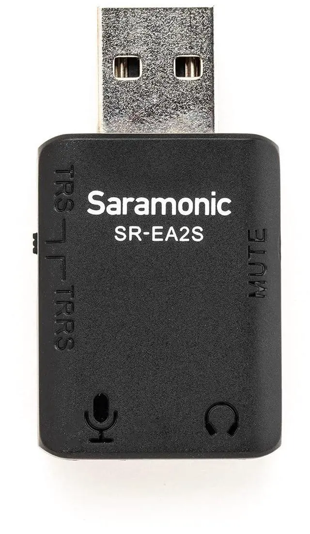 Main image of USB Audio Interface with 3.5mm Microphone Input for TRS or TRRS Mics, 3.5mm Headphone Out and Mute Button for Computers and More (SR-EA2S)