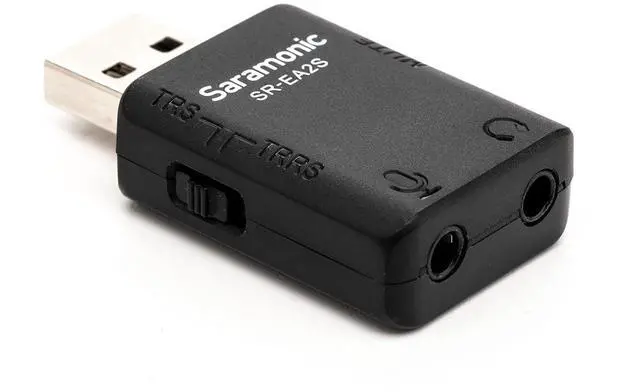 Alt view image 3 of 7 - USB Audio Interface with 3.5mm Microphone Input for TRS or TRRS Mics, 3.5mm Headphone Out and Mute Button for Computers and More (SR-EA2S)