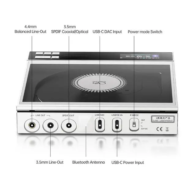 Alt view image 2 of 7 - EC Zero AKM CD Player, Portable Desktop CD Players High-Definition Lossless HiFi EC Zero, Fever Level All-in-one CD Machine 5500mAh Dual SGM8262-2 Op-Amps