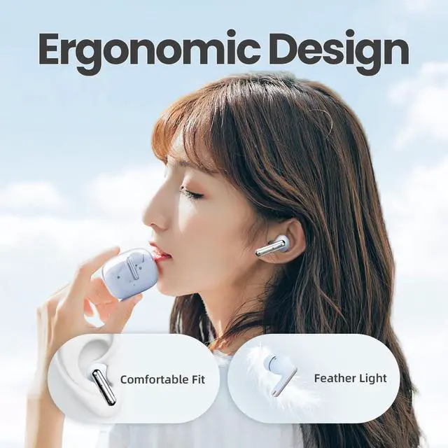Alt view image 5 of 7 - MTW60 Headphone TWS Bluetooth 5.3 Earphone HiFi in-Ear Monitor 13mm 35dB with ENC, IPX4 Water Resistance in-Ear Earbuds (Blue)