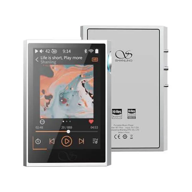 Alt view image 2 of 7 - M1 Plus Protable Music Player with Leather Case M1Plus High-Definition Lossless MP3 Player ES9069Q DAC Dual SGM8262 Amplifier PCM768 DSD512 Bluetooth 5.2 LDAC WiFi DLNA Airplay Silver