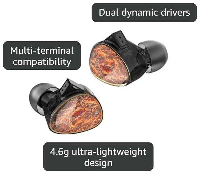 Alt view image 3 of 7 - Tino HiFi Earphones Dual Dynamic Driver in-Ear IEM Hi-Res Audio Earbuds 0.78mm Modular Detachable Cable Connector Wired Headset Audiophiles