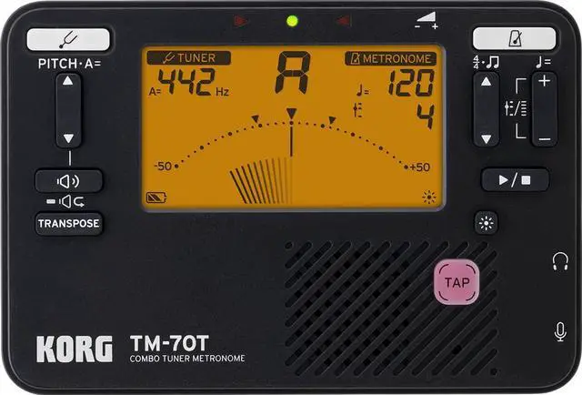 Main image of TM-70T Tuner and Metronome w/ Sound Out Mode, Transpose Mode, and Chromatic Mode - Black