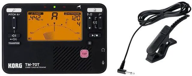 Main image of TM-70C Tuner and Metronome w/ Contact Mic, Sound Out Mode, Transpose Mode, and Chromatic Mode - Black