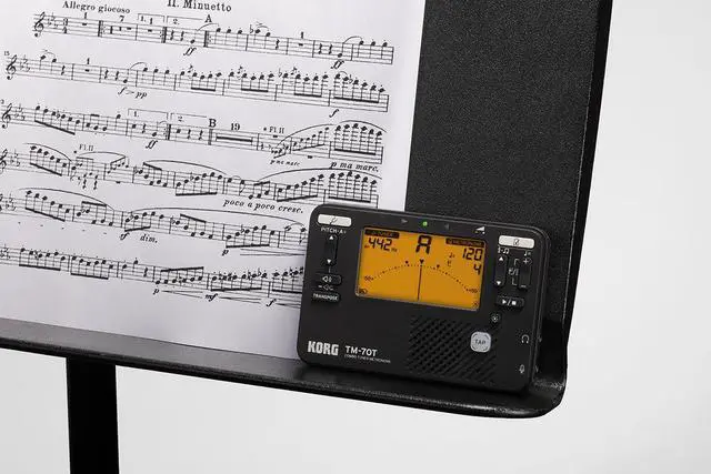 Alt view image 3 of 6 - TM-70C Tuner and Metronome w/ Contact Mic, Sound Out Mode, Transpose Mode, and Chromatic Mode - Black