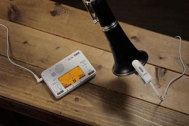 Alt view image 2 of 5 - TM-70C Tuner and Metronome w/ Contact Mic, Sound Out Mode, Transpose Mode, and Chromatic Mode - White