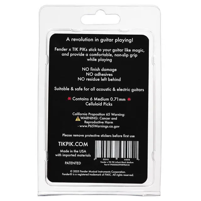 Alt view image 2 of 2 - Fender x Celluloid Guitar Picks 6-Pack - Medium 0.71mm