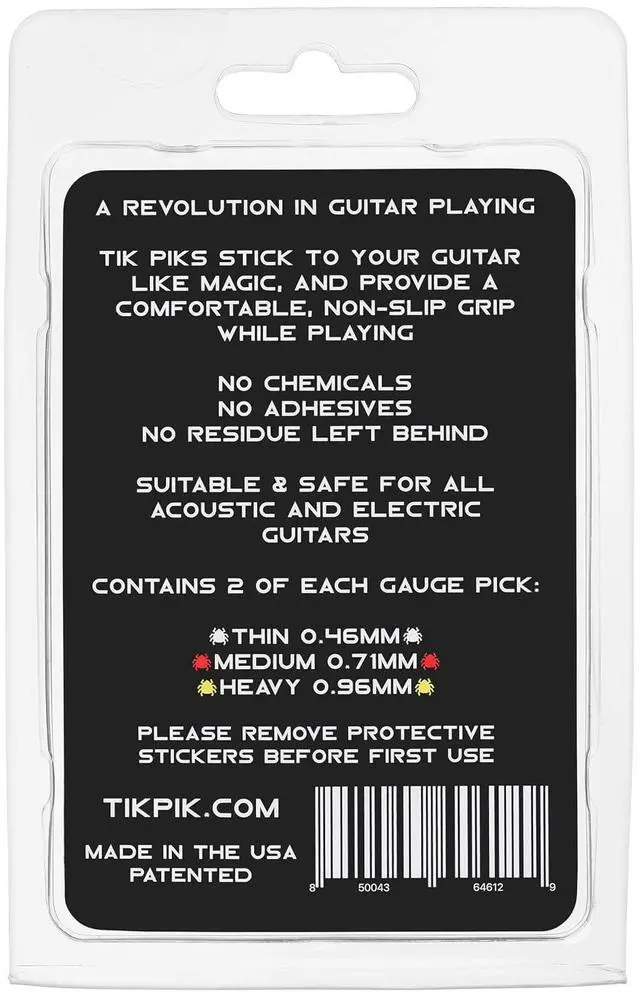 Alt view image 2 of 2 - Celluloid Guitar Picks 6-Pack - Thin, Medium & Heavy