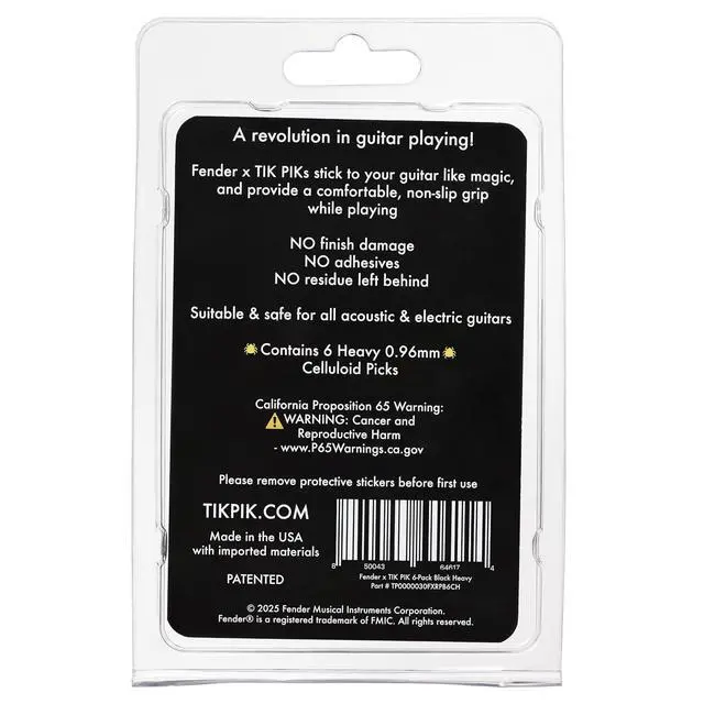 Alt view image 2 of 2 - Fender x Celluloid Guitar Picks 6-Pack - Heavy 0.96mm