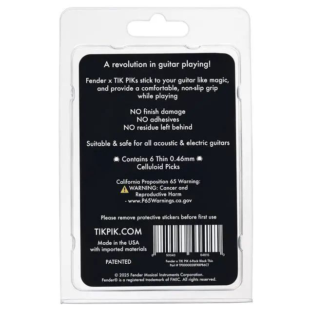 Alt view image 2 of 2 - Fender x Celluloid Guitar Picks 6-Pack - Thin 0.46mm