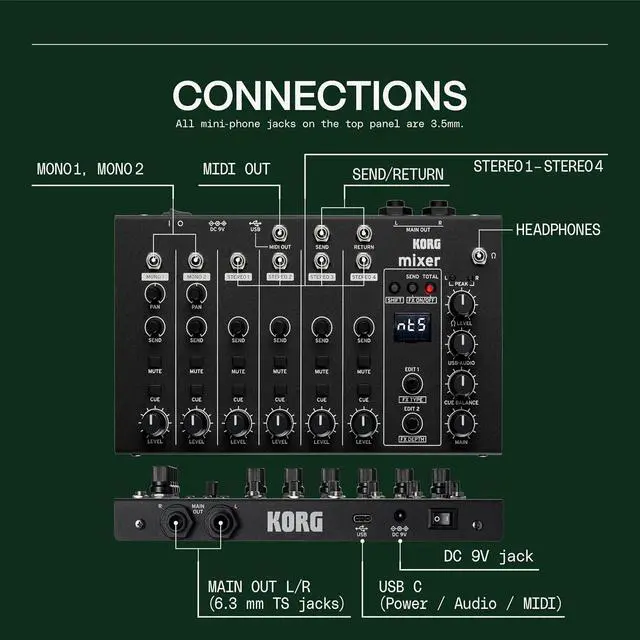 Alt view image 6 of 7 - NTS-4 6-Channel Analog Performance Mixer Kit with Built-In Effects, USB-C Audio/MIDI, and Eurorack Compatiblity
