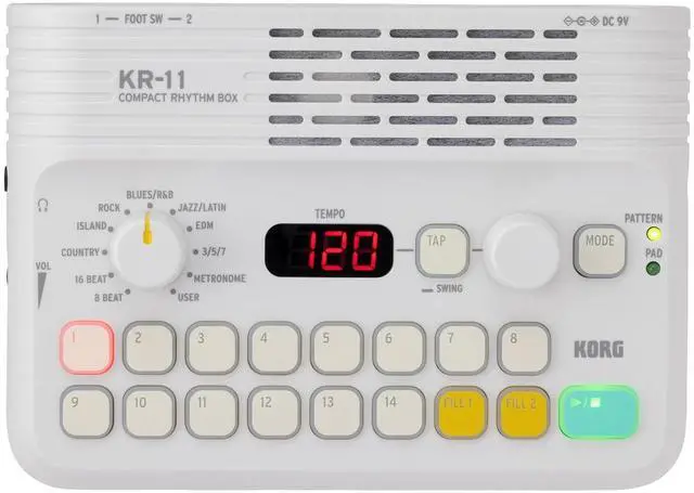 Main image of KR11 Portable Rhythm Box w/ 16 velocity-sensitive Pads, and built-in Speaker