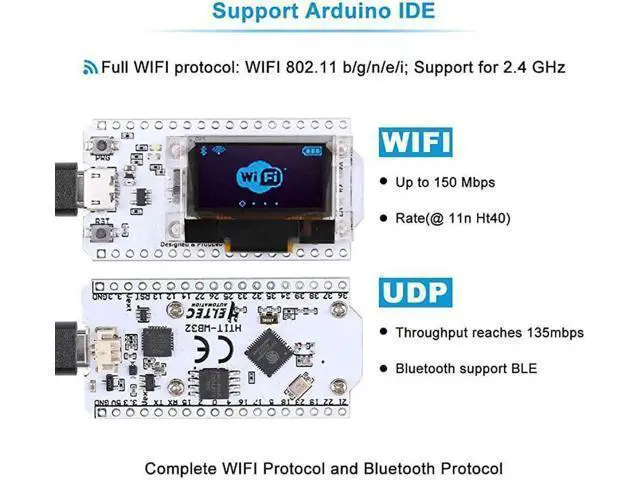 Alt view image 3 of 7 - ESP32 Development Board Upgraded Version 8MB Flash ESP32 WiFi Bluetooth ESP32 OLED 096 Inch OLED Display CP2102 Internet for Ar duino ESP8266 NodeMCU