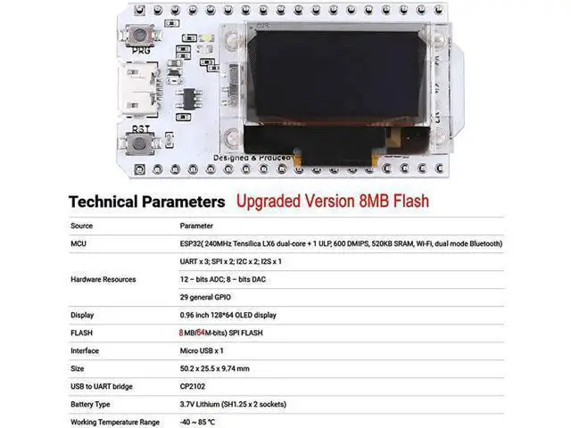 Alt view image 7 of 7 - ESP32 Development Board Upgraded Version 8MB Flash ESP32 WiFi Bluetooth ESP32 OLED 096 Inch OLED Display CP2102 Internet for Ar duino ESP8266 NodeMCU