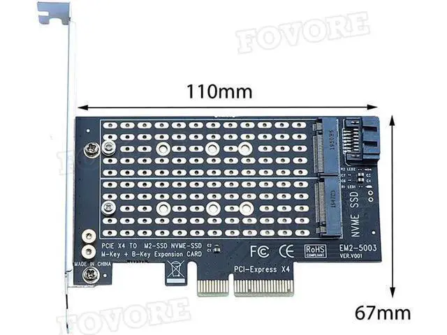Alt view image 4 of 5 - On Cards PCIE to M2/M.2 Adapter SATA M.2 SSD PCIE Adapter NVME/M2 PCI E Adapter SSD M2 to SATA PCI-E Card M Key +B Key