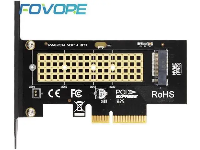Alt view image 3 of 5 - NVMe SSD NGFF to PCIE X4 adapter M Key interface card Support PCI-e PCI Express 3.0 x4 2230-2280 Size m2 pcie adapter