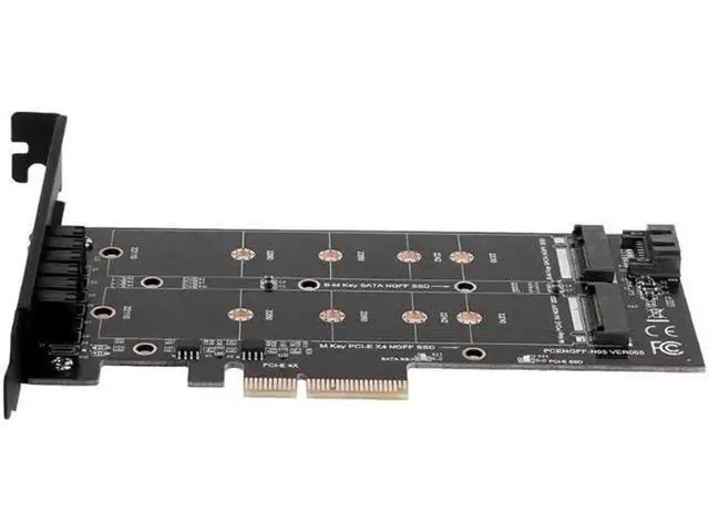 Alt view image 2 of 5 - 4X to NGFF SSD Solid State Disk Adapter Card B-key+M-key M.2 NGFF+NVME Dual Interface PCIE Adapter Card with Back plate