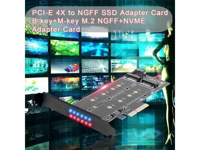 Alt view image 4 of 5 - 4X to NGFF SSD Solid State Disk Adapter Card B-key+M-key M.2 NGFF+NVME Dual Interface PCIE Adapter Card with Back plate