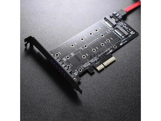 Alt view image 5 of 5 - 4X to NGFF SSD Solid State Disk Adapter Card B-key+M-key M.2 NGFF+NVME Dual Interface PCIE Adapter Card with Back plate
