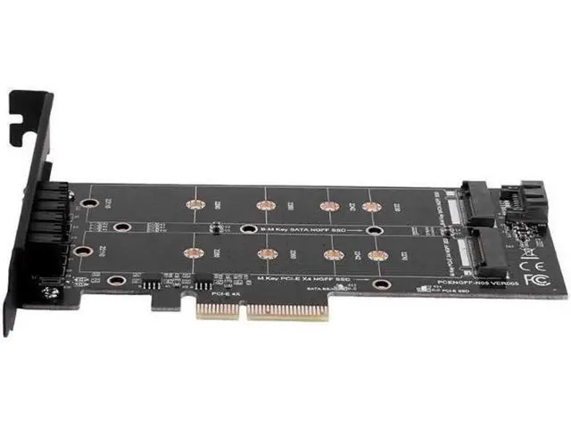 Alt view image 5 of 5 - NVMe SSD NGFF TO PCIE3.0 X4 4X adapter M Key B KEY Dual interface card M2 riser card Adapter 12V+3.3V voltage