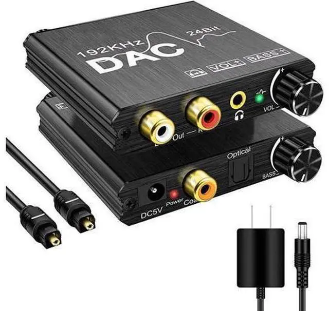 Main image of 192KHz Digital to Analog Audio Converter with Bass and Volume Adjustment, Digital SPDIF/Optical/Toslink/Coaxial to Analog Stereo L/R RCA and 3.5mm Jack Converter for PS3 PS4 DVD, AppleTV Home Theater