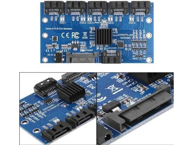 Alt view image 3 of 5 - Card Motherboard Sata Expansion Card 1 To 5 Port Sata3.0 6Gbps Multiplier Sata Port Riser Card Adapter For Comp