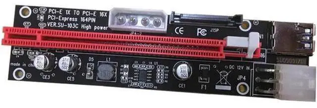 Main image of 4pin 6pin SATA Power PCI Express 16X Sot Riser Card USB 3.0 PCI-E PCI-Express 1x to 16x PCIE Riser for Bitcoin Miner Mining