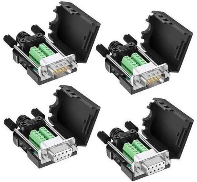 Main image of Dbilida DB9 Solderless Connector (2Male+2Female), DB9 Breakout Connector RS232 D-SUB Serial to 9pin Port Terminal with Case