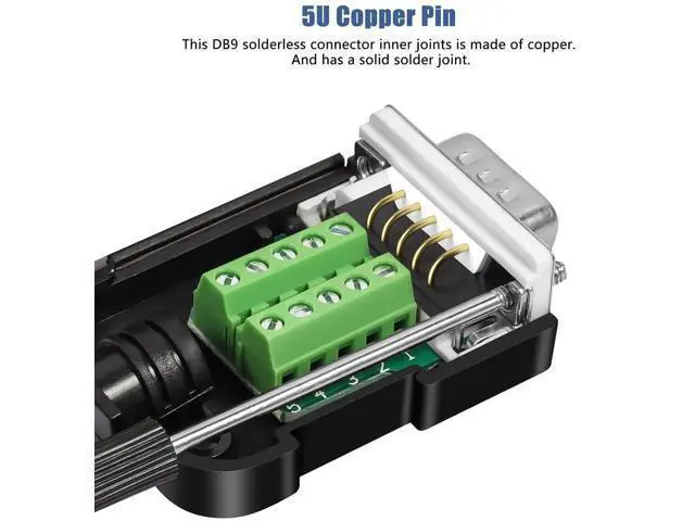 Alt view image 3 of 5 - Dbilida DB9 Solderless Connector (2Male+2Female), DB9 Breakout Connector RS232 D-SUB Serial to 9pin Port Terminal with Case
