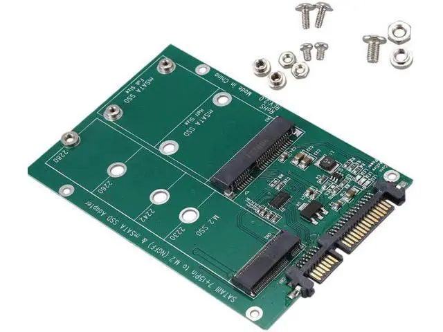 Alt view image 2 of 5 - 2 in 1 Mini PCI-E 2 Lane M.2 And mSATA SSD To SATA III 7+15 Pin Adapter