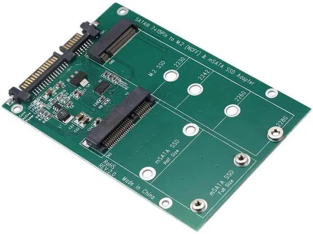 Alt view image 4 of 5 - 2 in 1 Mini PCI-E 2 Lane M.2 And mSATA SSD To SATA III 7+15 Pin Adapter